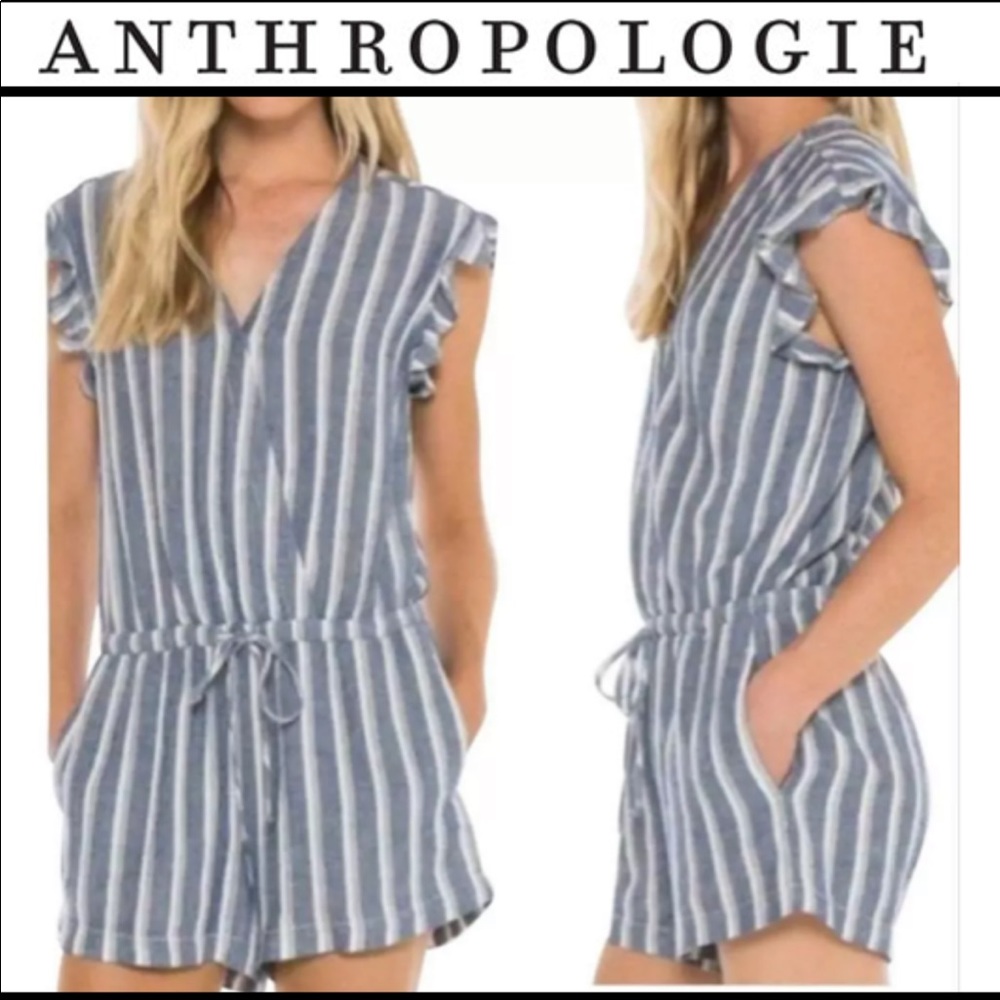 🐠Anthropologie Cloth & Stone chambray v-neck shorts romper